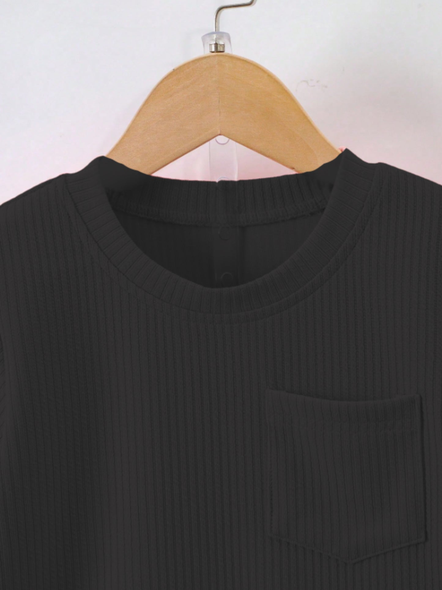 Black Ribbed With Pocket Clothing Co-ord Set For Boys
