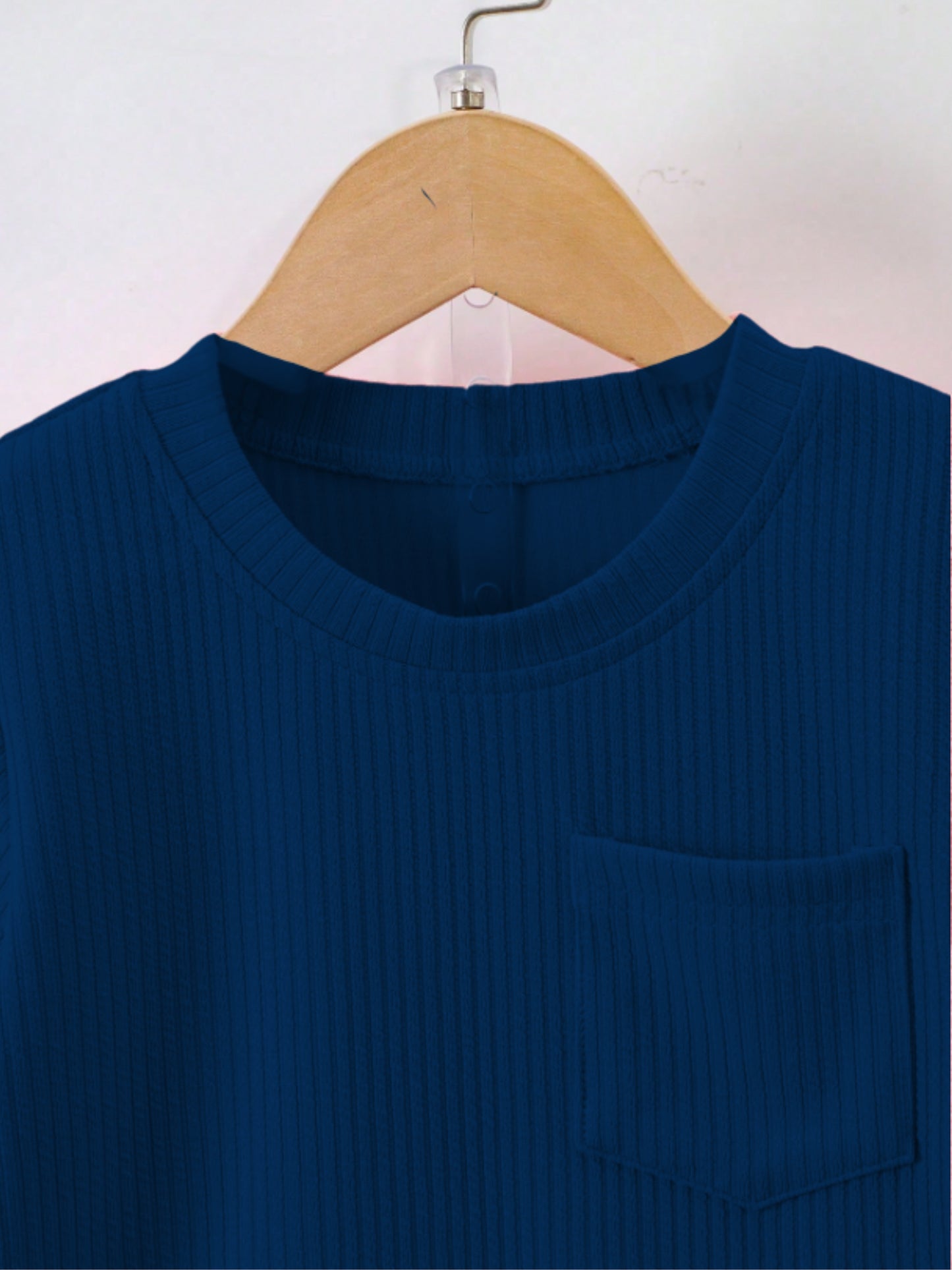 Airforce Blue Ribbed With Pocket Clothing Co-ord Set For Boys
