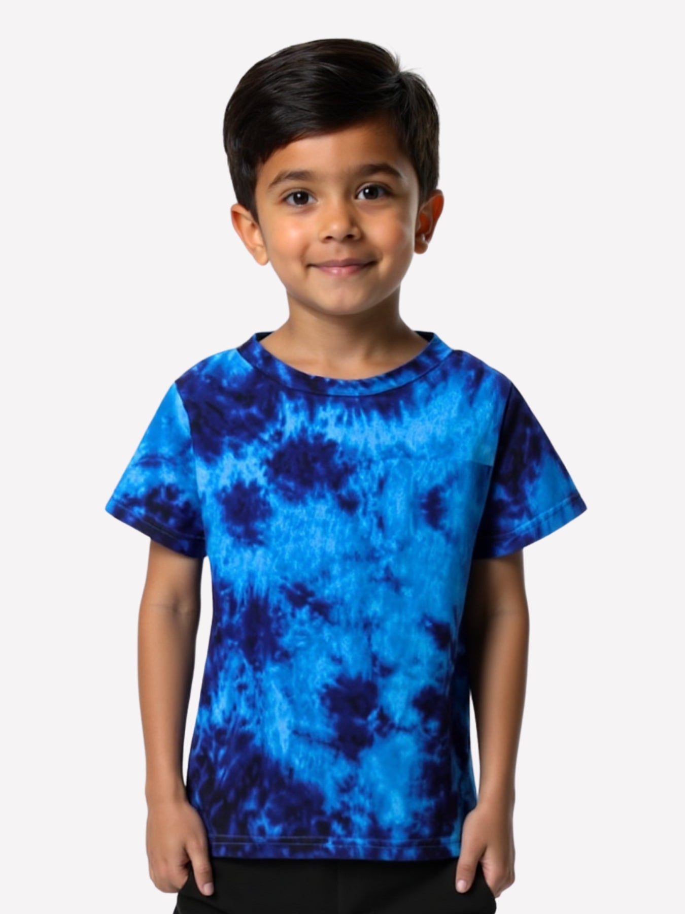Boys Blue Tye & Dye Printed Cotton Blend Casual wear Comfortable T-Shirt