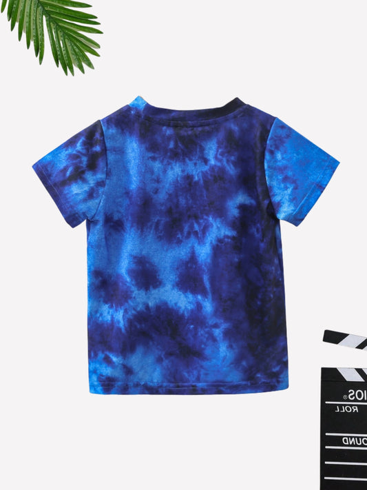 Boys Blue Tye & Dye Printed Cotton Blend Casual wear Comfortable T-Shirt