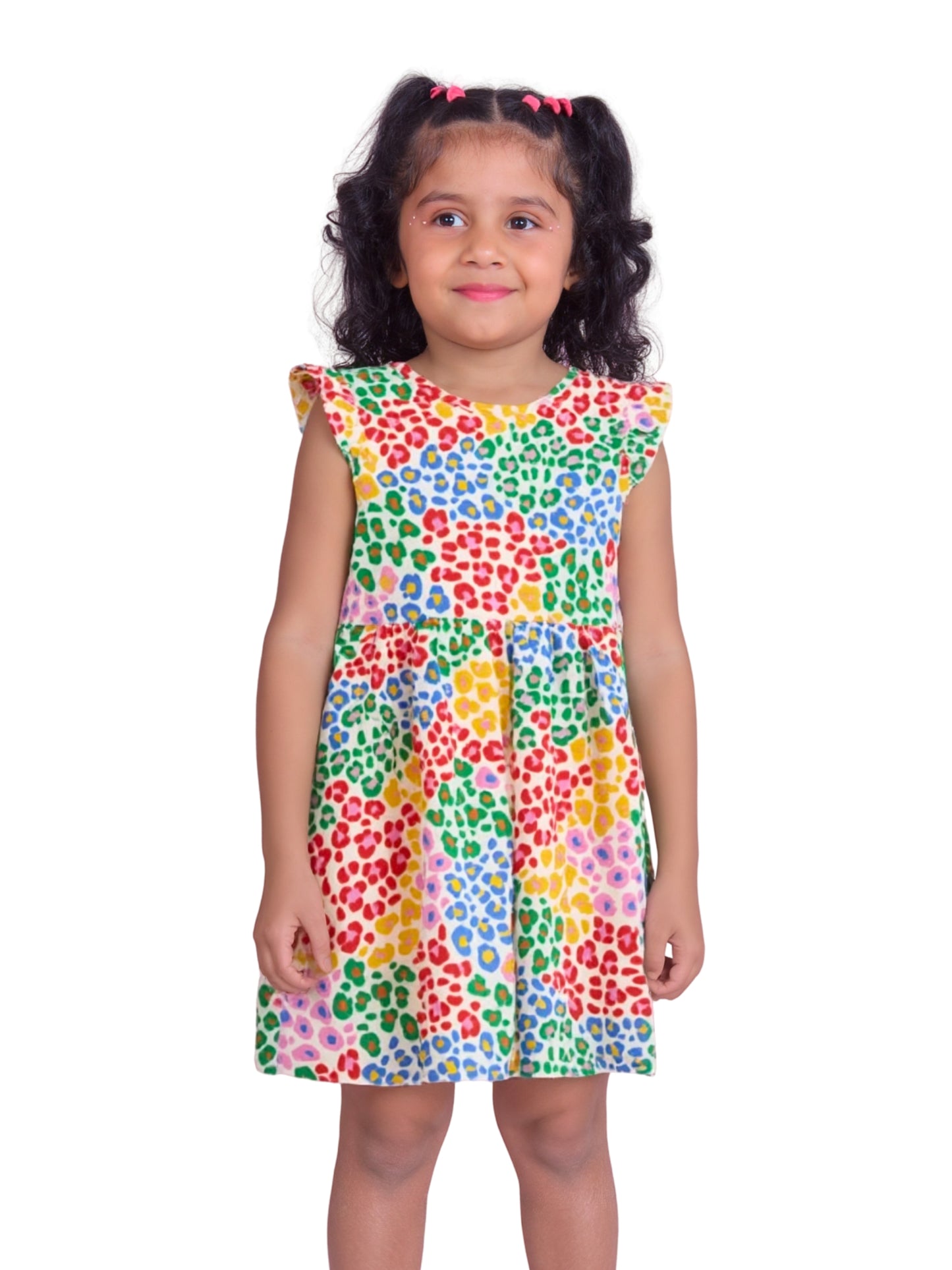 Multicolor Abstract Cotton Blend Casual wear Comfortable Dress For Girls