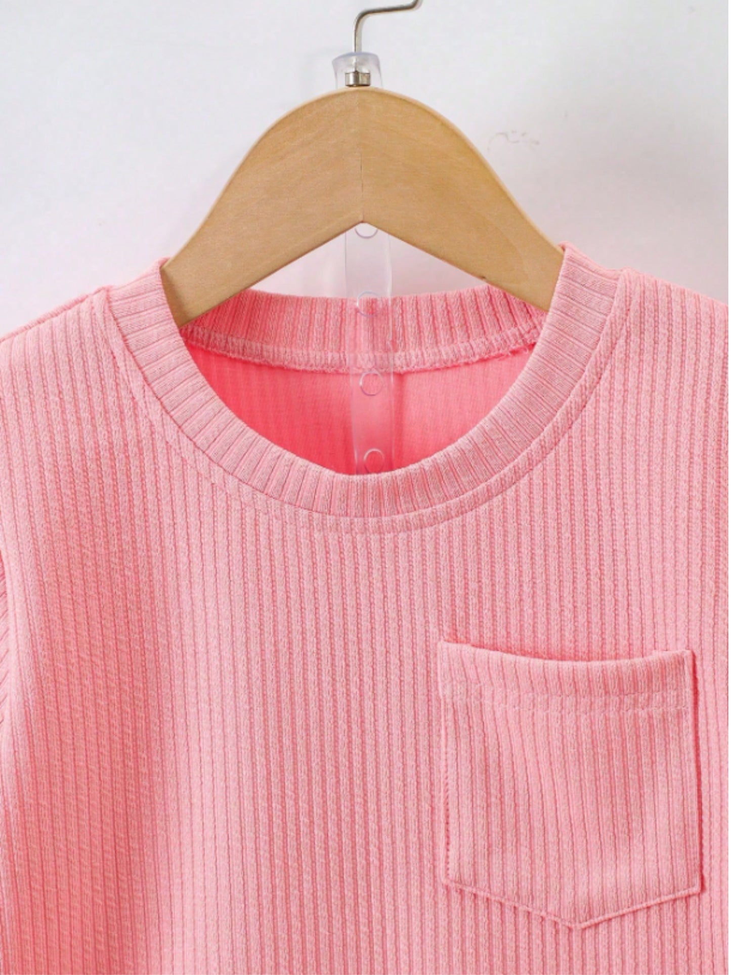 Peach Ribbed With Pocket Clothing Co-ord Set For Boys