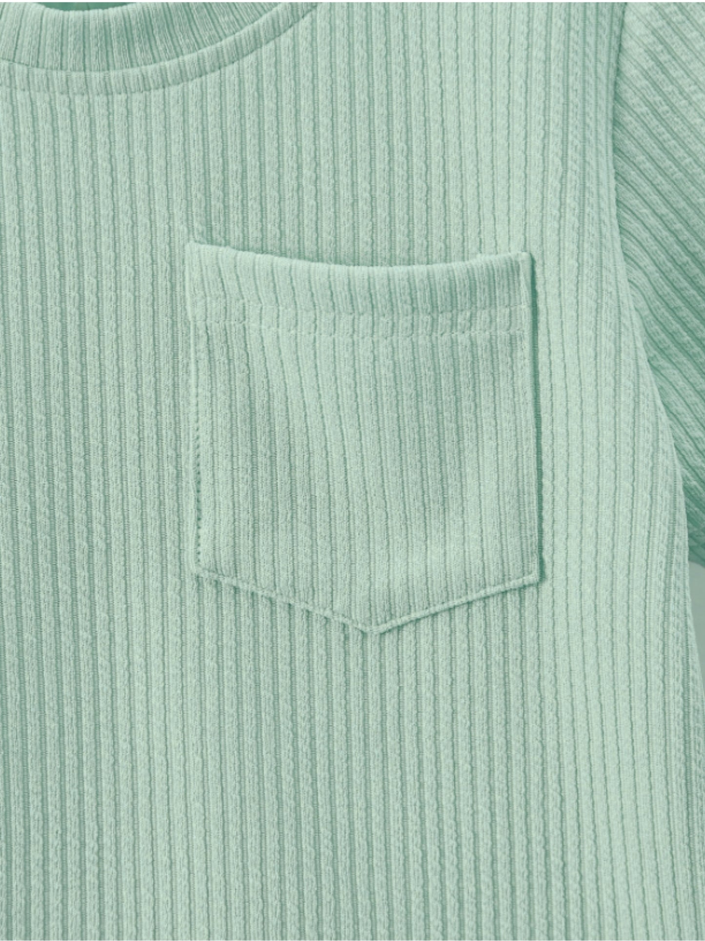 Pista Green Ribbed With Pocket Clothing Co-ord Set For Boys