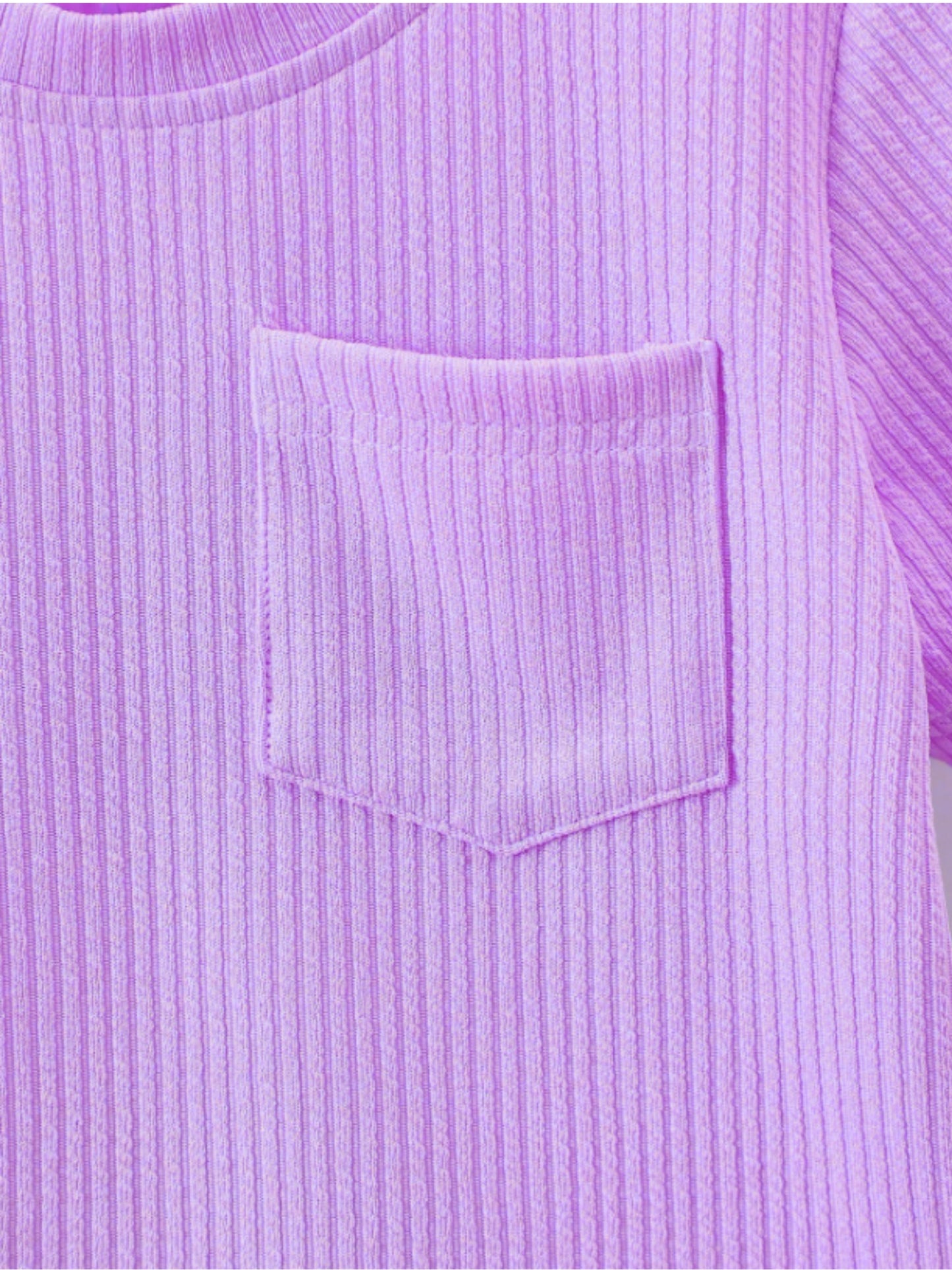 Purple Ribbed with pocket Clothing Co-ord Set For Boys