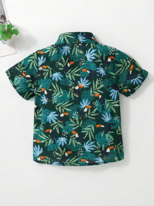 Boys Black Bird Printed Cotton Blend Casual wear Comfortable Shirt