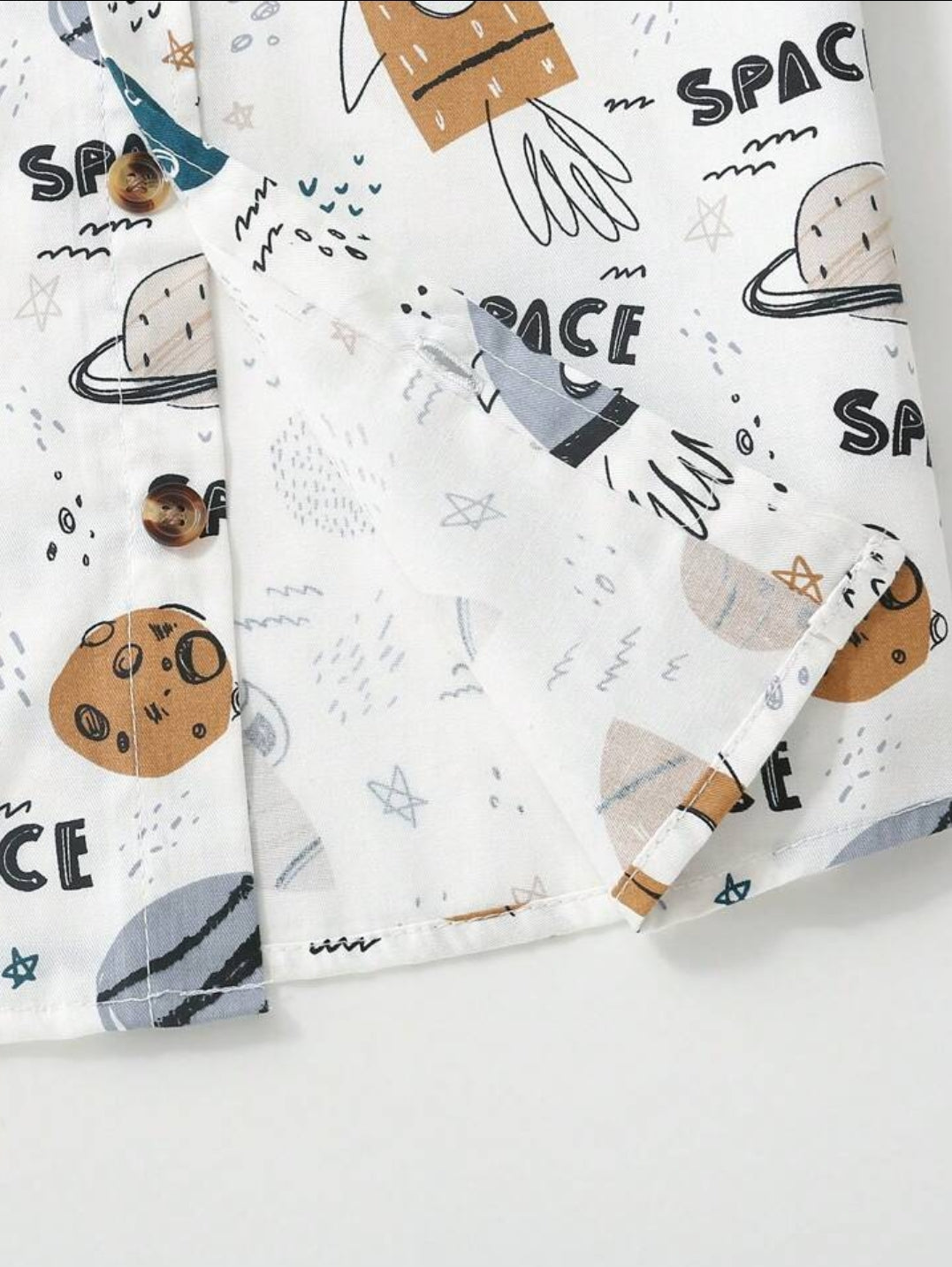 Boys White Space Printed Cotton Blend Casual wear Comfortable Shirt