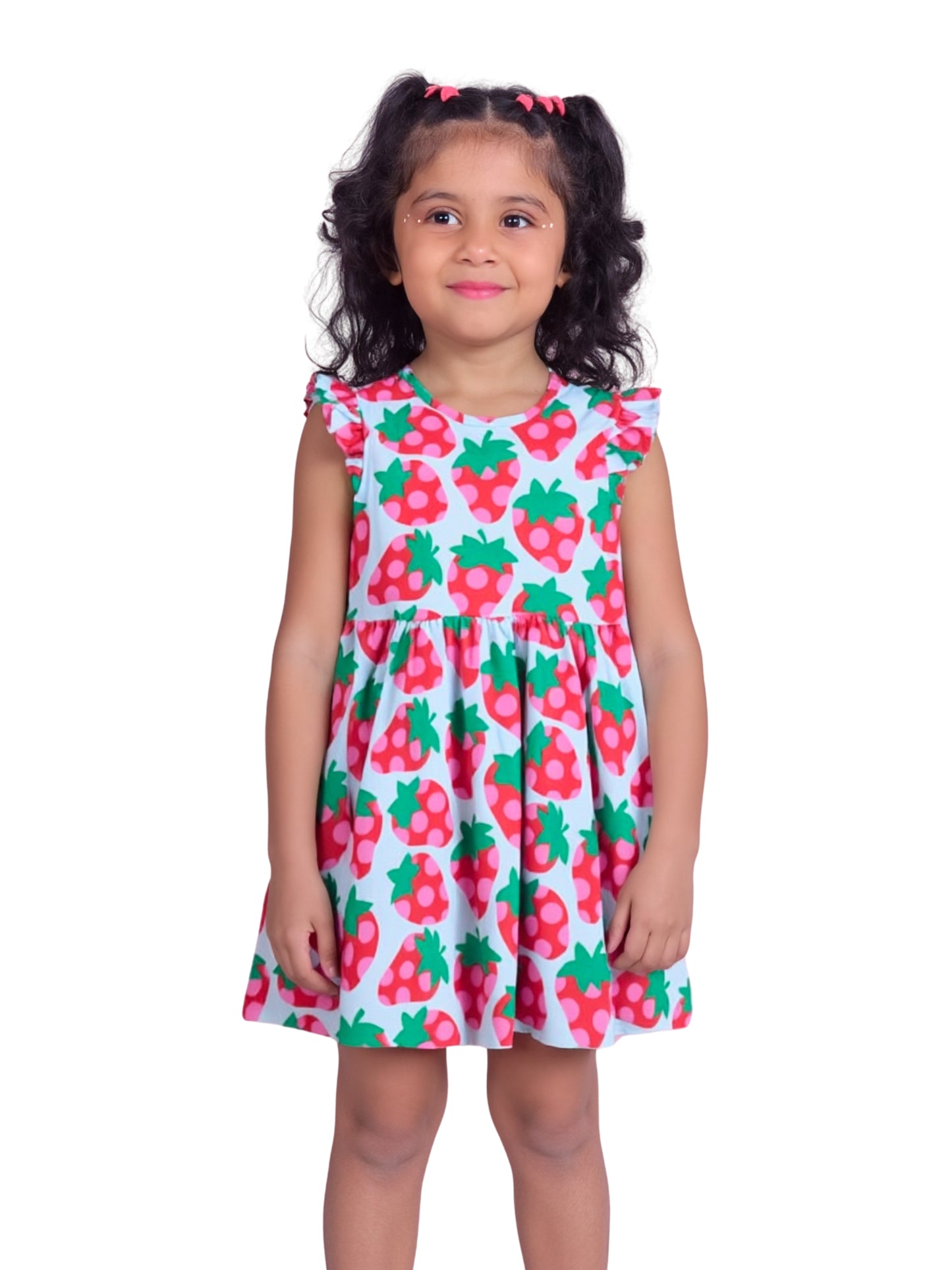 Strawberries Cotton Blend Casual wear Comfortable Dress For Girls