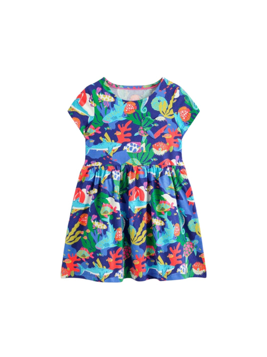 Multi Fish Cotton Blend Casual wear Comfortable Dress For Girls