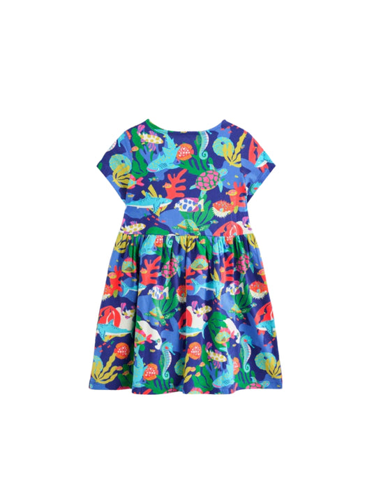 Multi Fish Cotton Blend Casual wear Comfortable Dress For Girls