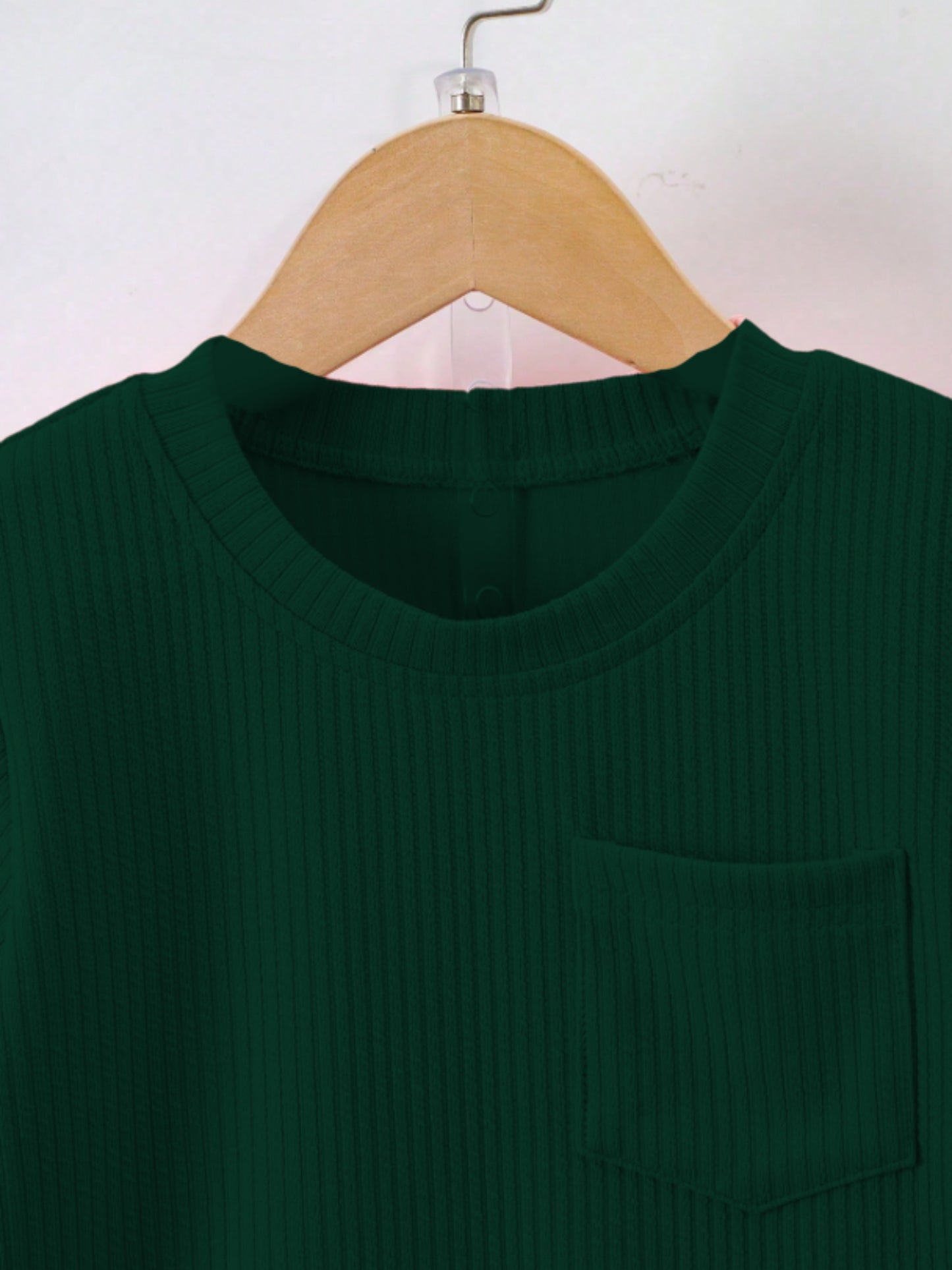 Olive Green Ribbed With Pocket Clothing Co-ord Set For Boys