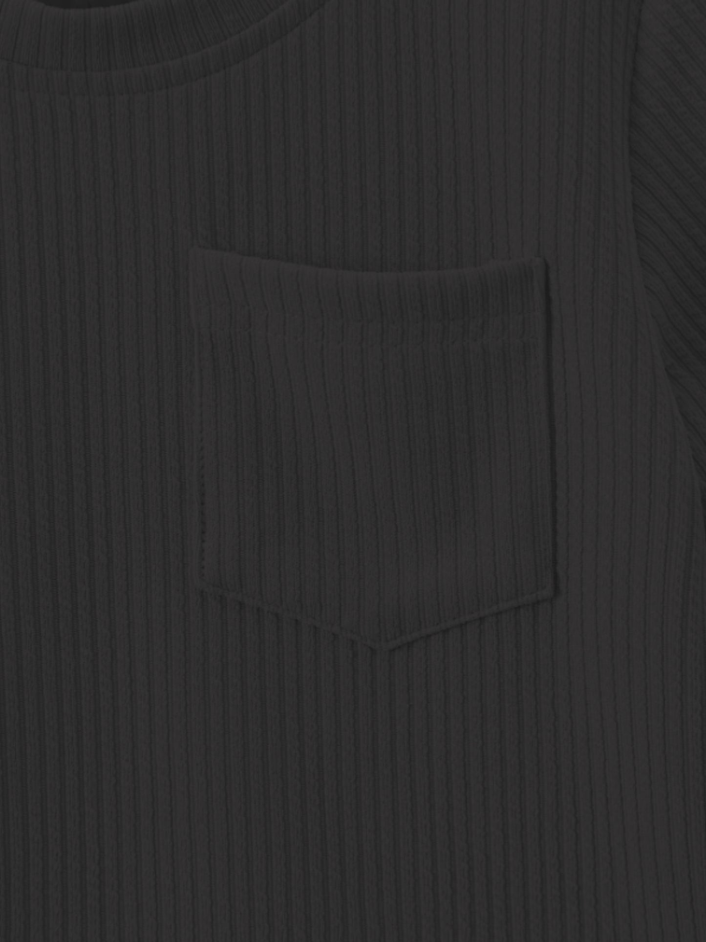 Black Ribbed With Pocket Clothing Co-ord Set For Boys