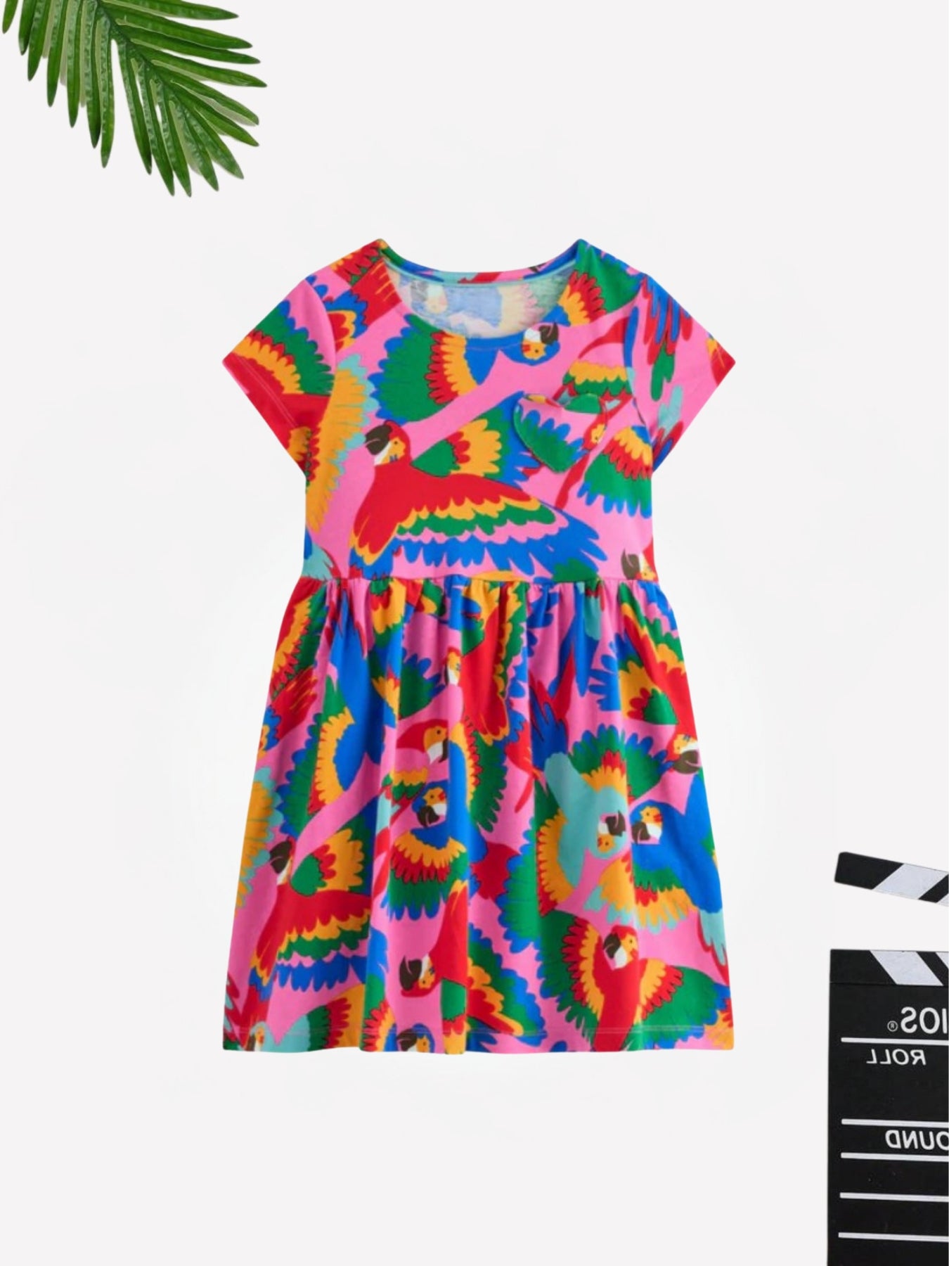 Pink Bird Cotton Blend Casual wear Comfortable Dress For Girls