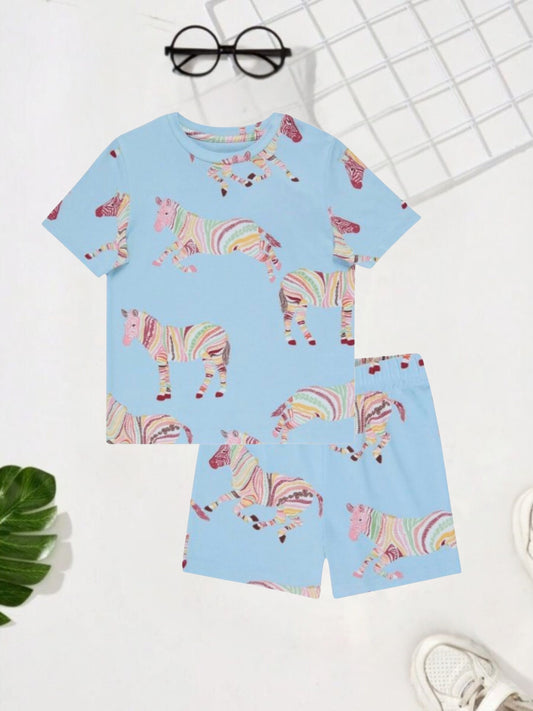 Multicolor Zebra Printed Clothing Co-ord Set For Boys