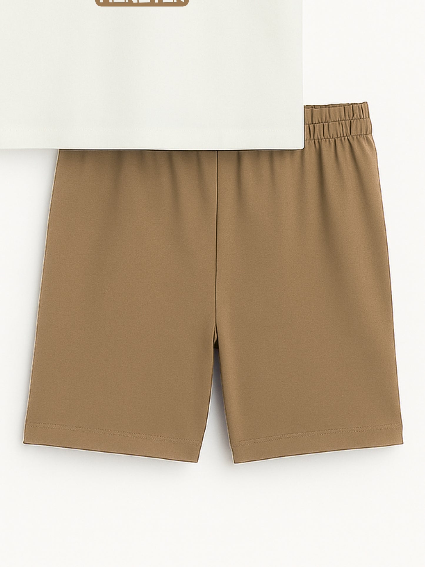 Massive Monster Puff Printed White & Light Brown Boys Co-ord Set