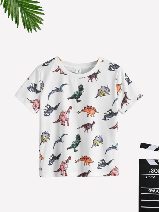 Boys Dinosaur Printed Cotton Blend Casual wear Comfortable T-Shirt