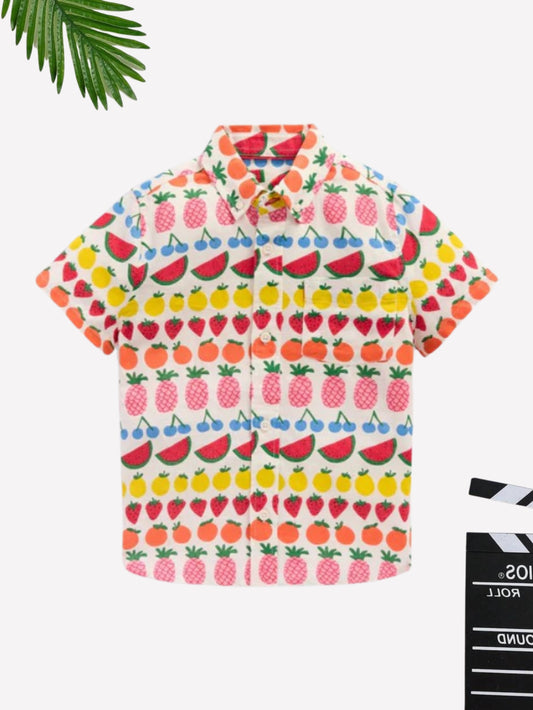Boys Multi Fruits Printed Cotton Blend Casual wear Comfortable Shirt