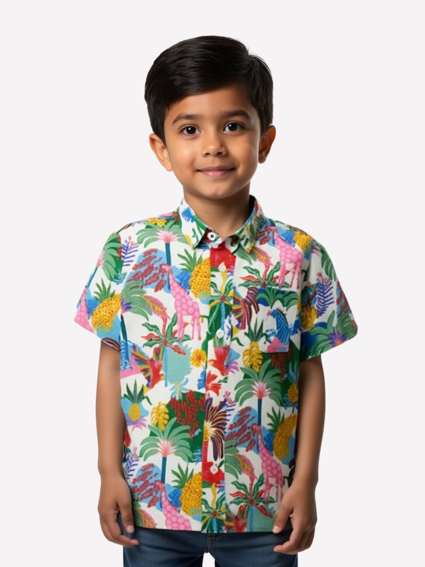 Boys Jungle Printed Cotton Blend Casual wear Comfortable Shirt
