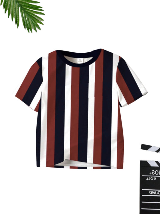 Boys Striped Printed Cotton Blend Casual wear Comfortable T-Shirt