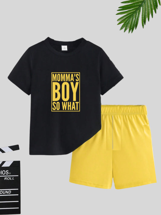 So What Black Graphic Printed Clothing Co-ord Set For Boys
