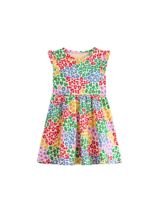 Multicolor Abstract Cotton Blend Casual wear Comfortable Dress For Girls