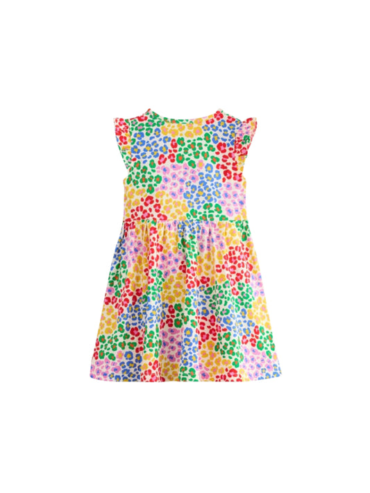 Multicolor Abstract Cotton Blend Casual wear Comfortable Dress For Girls