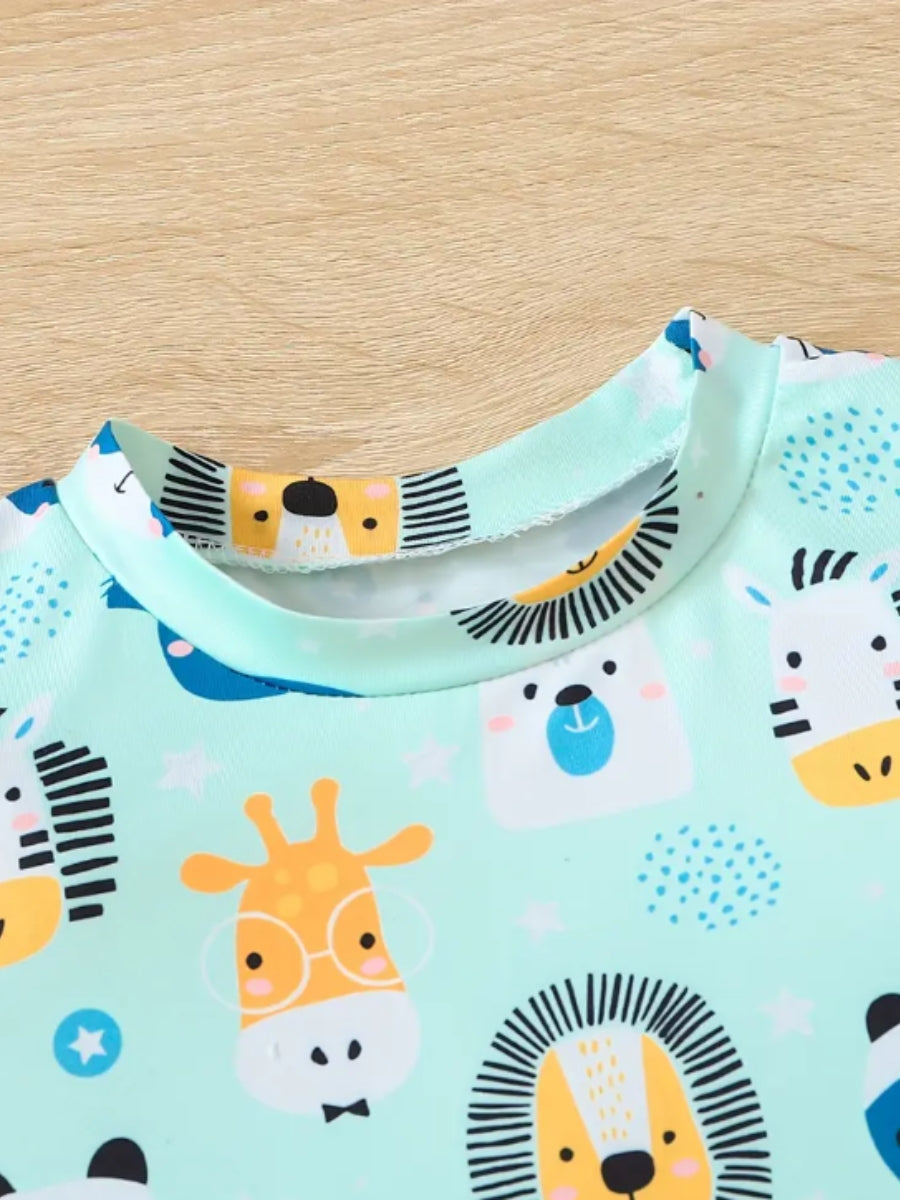 Multicolor Animal Printed Clothing Co-ord Set For Boys