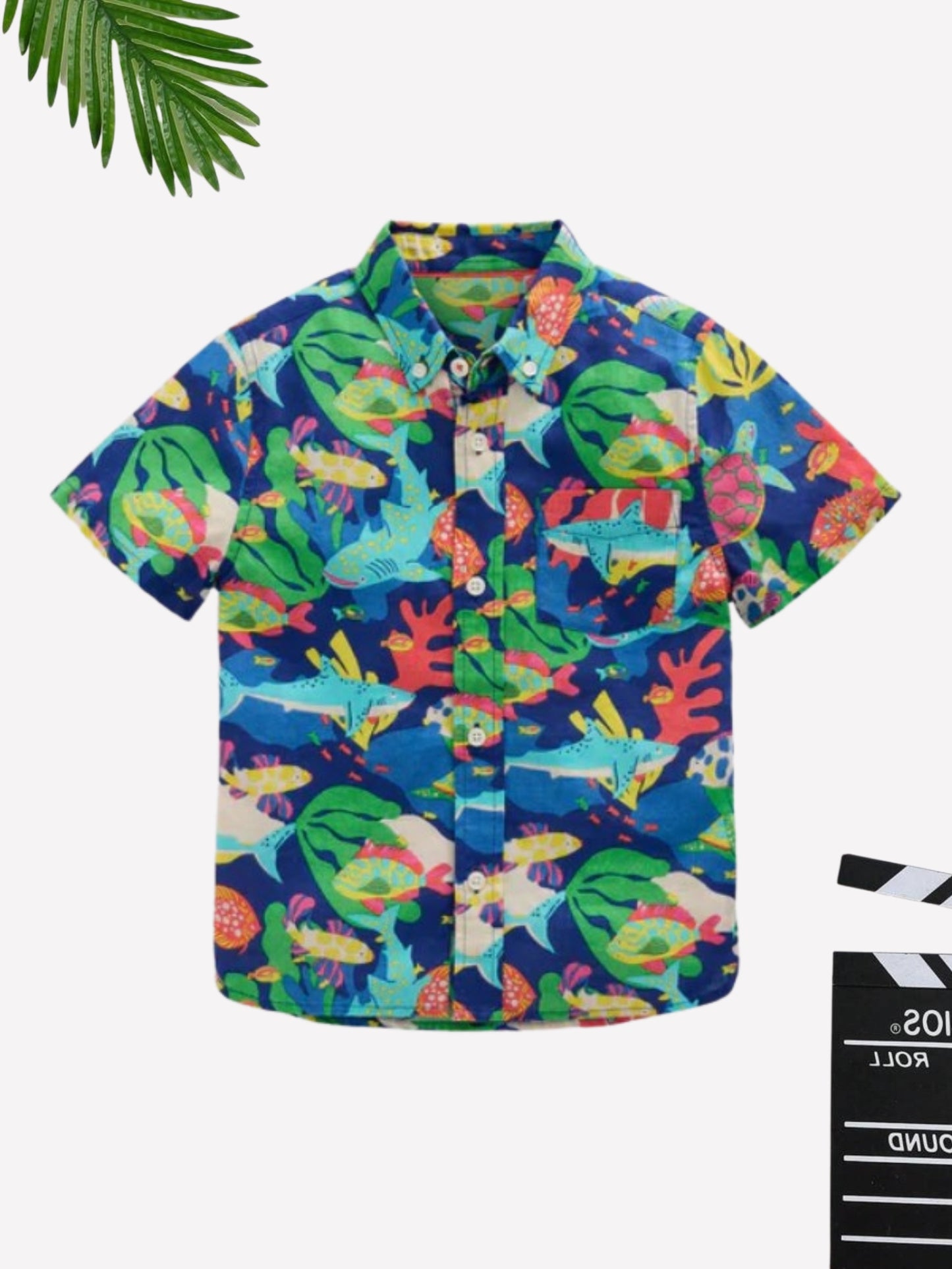 Boys Multi Fish Printed Cotton Blend Casual wear Comfortable Shirt