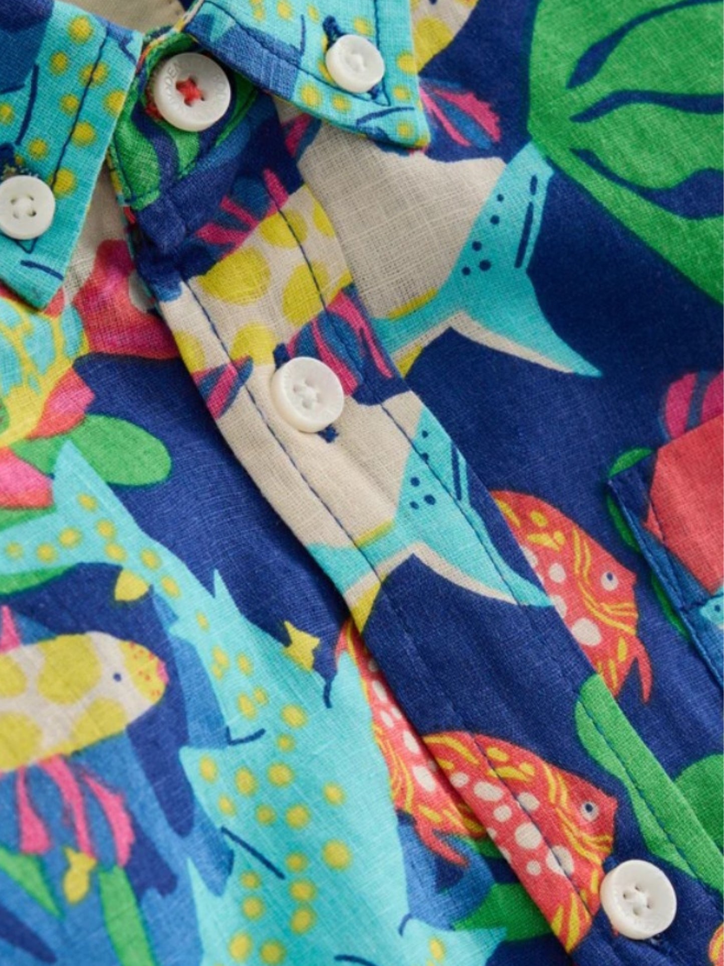 Boys Multi Fish Printed Cotton Blend Casual wear Comfortable Shirt