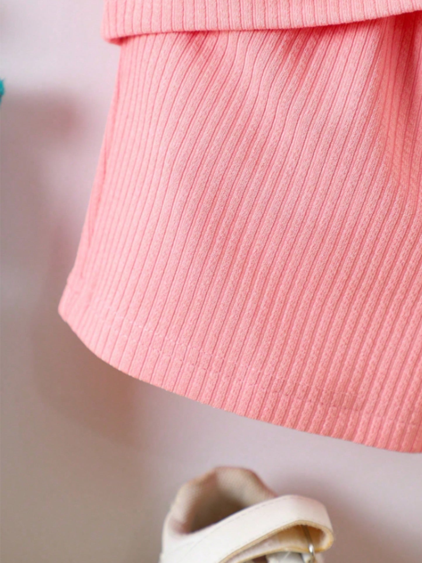Peach Ribbed With Pocket Clothing Co-ord Set For Boys