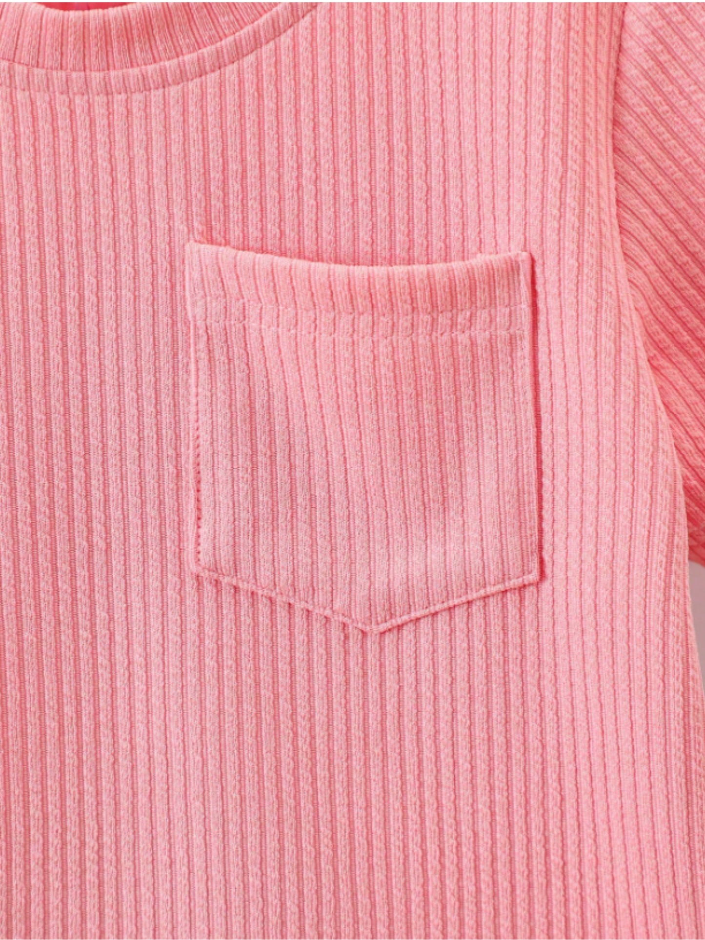 Peach Ribbed With Pocket Clothing Co-ord Set For Boys