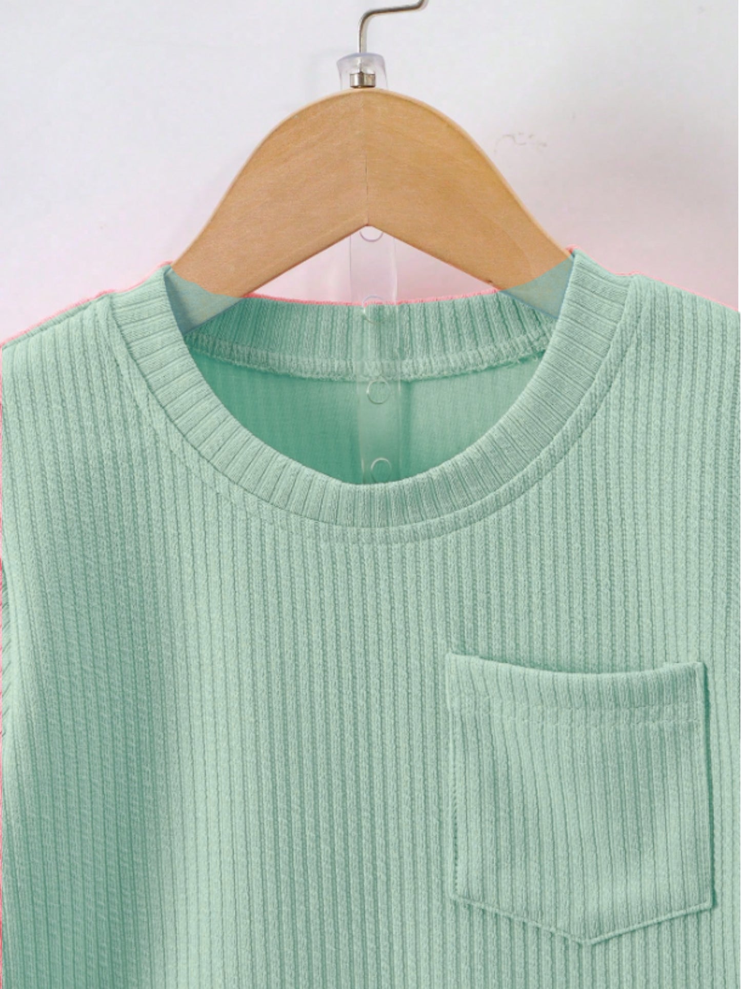 Pista Green Ribbed With Pocket Clothing Co-ord Set For Boys
