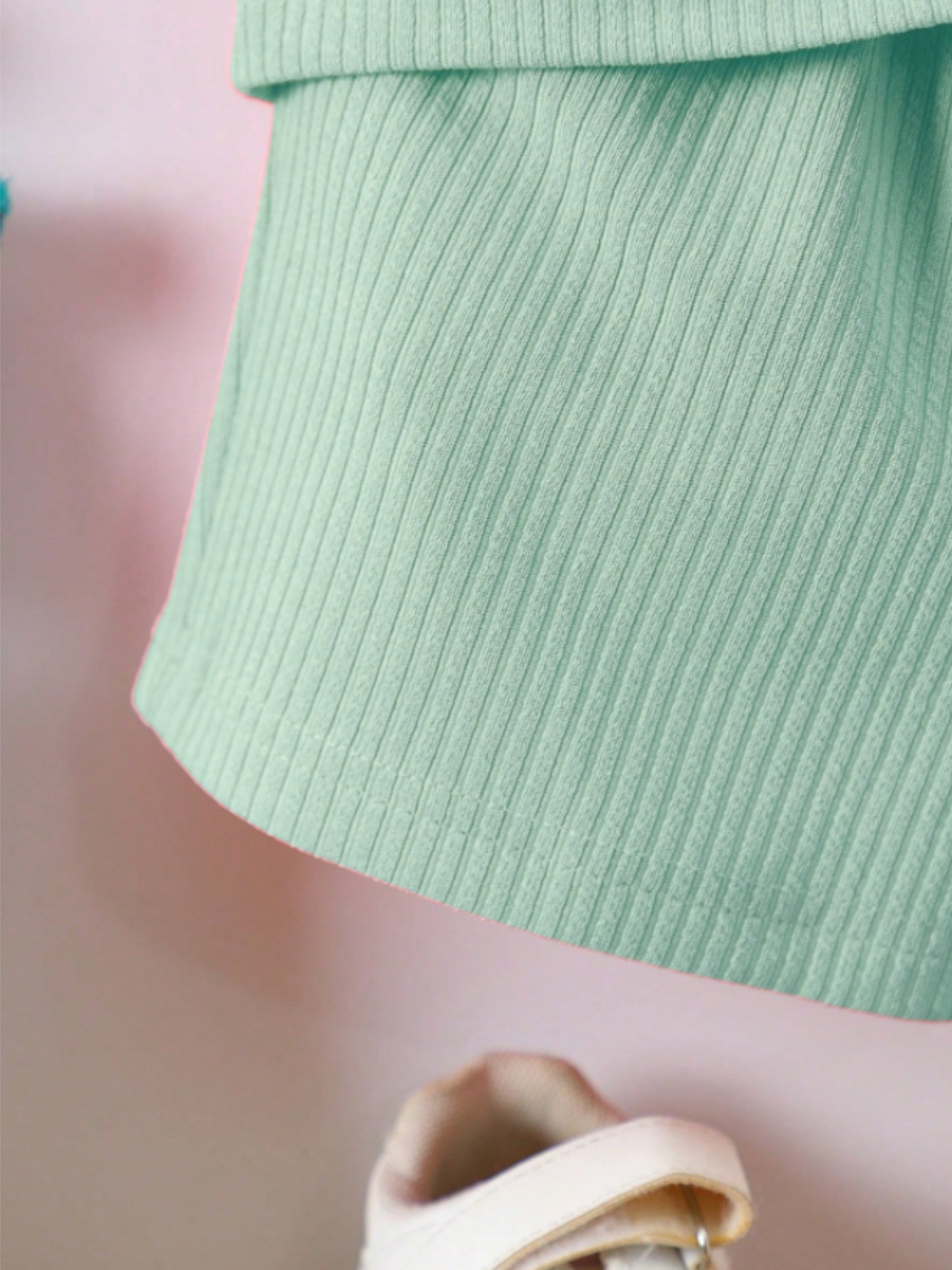 Pista Green Ribbed With Pocket Clothing Co-ord Set For Boys