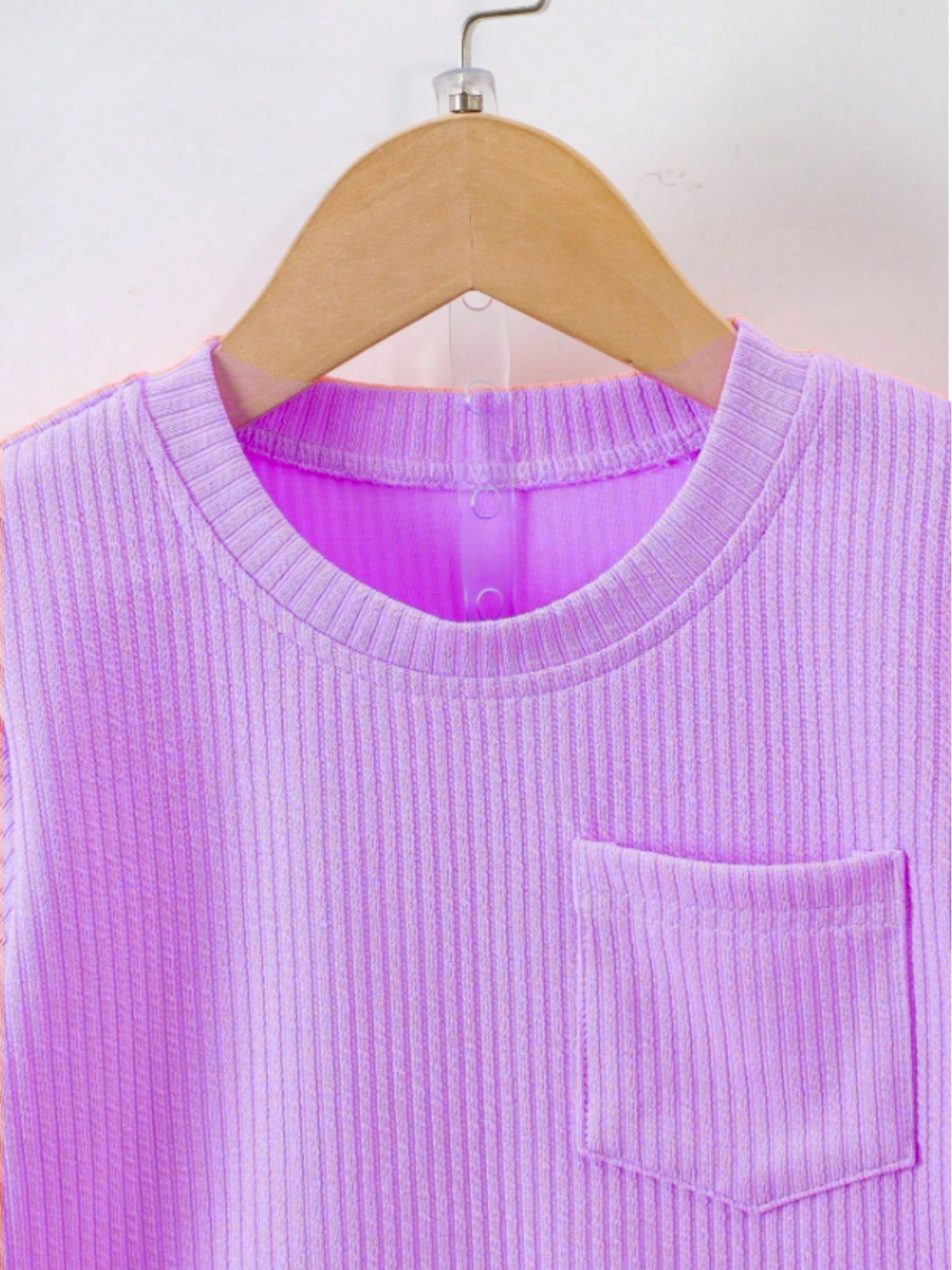 Purple Ribbed with pocket Clothing Co-ord Set For Boys