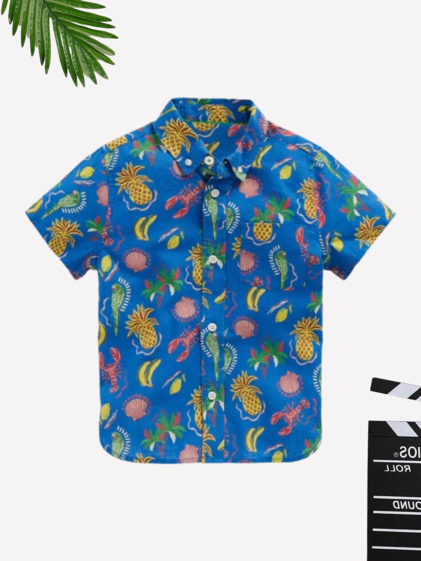 Boys Blue Pineapple Printed Cotton Blend Casual wear Comfortable Shirt