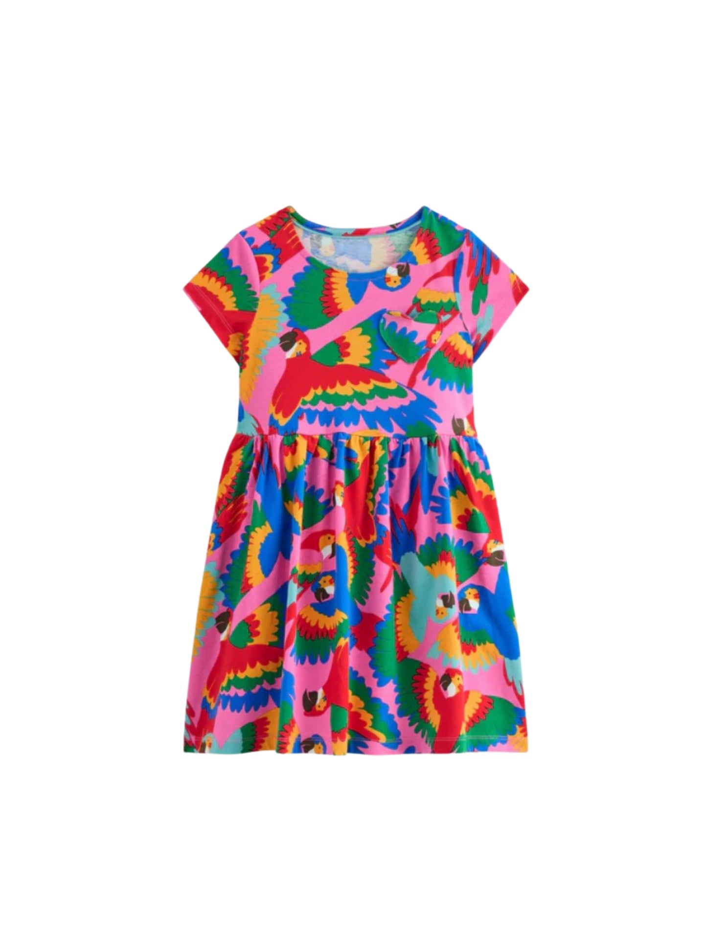 Pink Bird Cotton Blend Casual wear Comfortable Dress For Girls