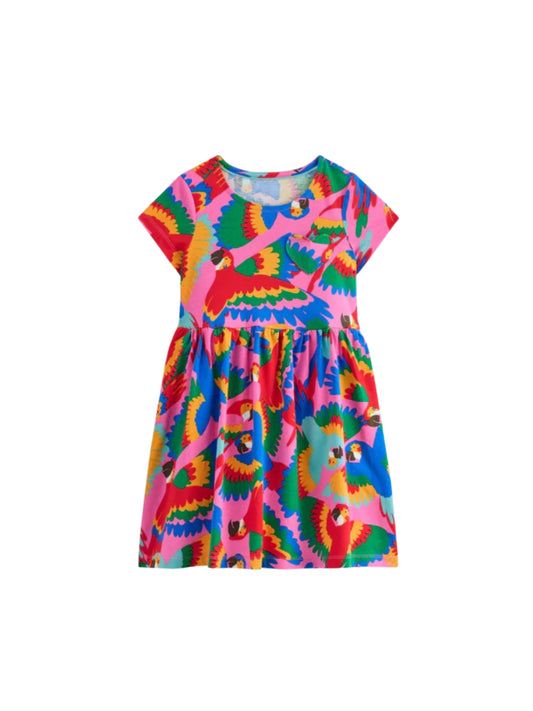 Pink Bird Cotton Blend Casual wear Comfortable Dress For Girls