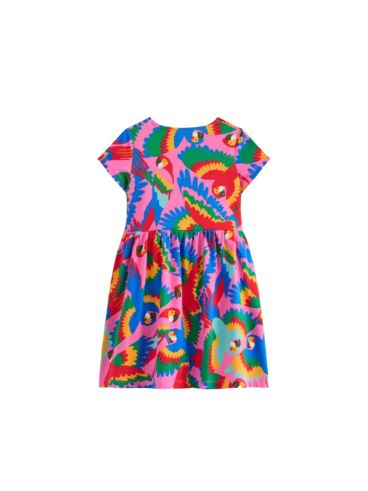 Pink Bird Cotton Blend Casual wear Comfortable Dress For Girls