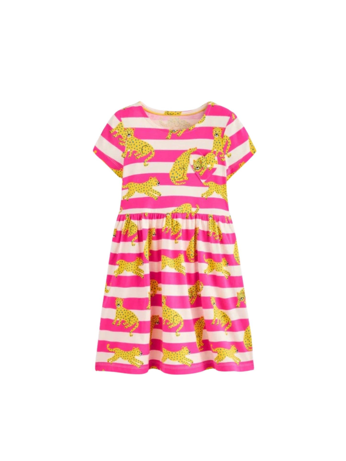 Pink Striped Tigress Cotton Blend Casual wear Comfortable Dress For Girls
