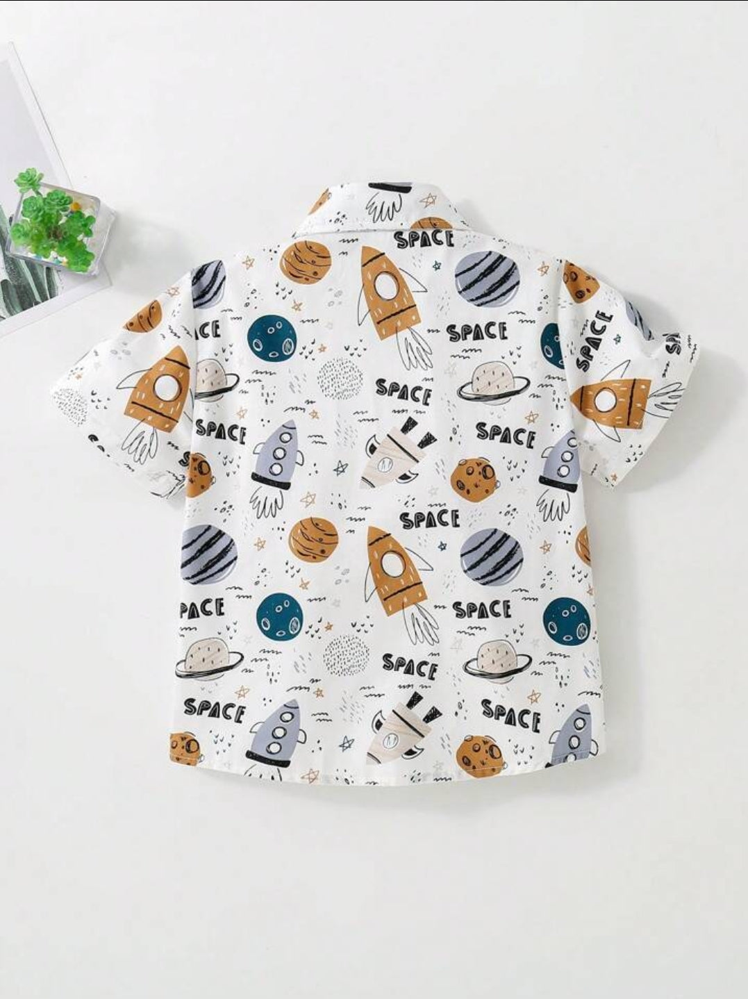 Boys White Space Printed Cotton Blend Casual wear Comfortable Shirt