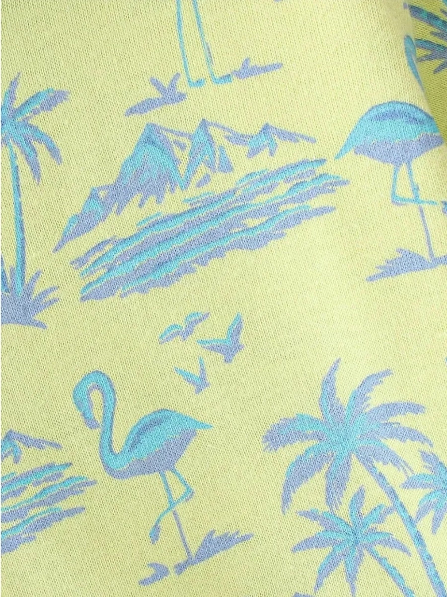 Boys Yellow Tropical Printed Cotton Blend Casual wear Comfortable Shirt