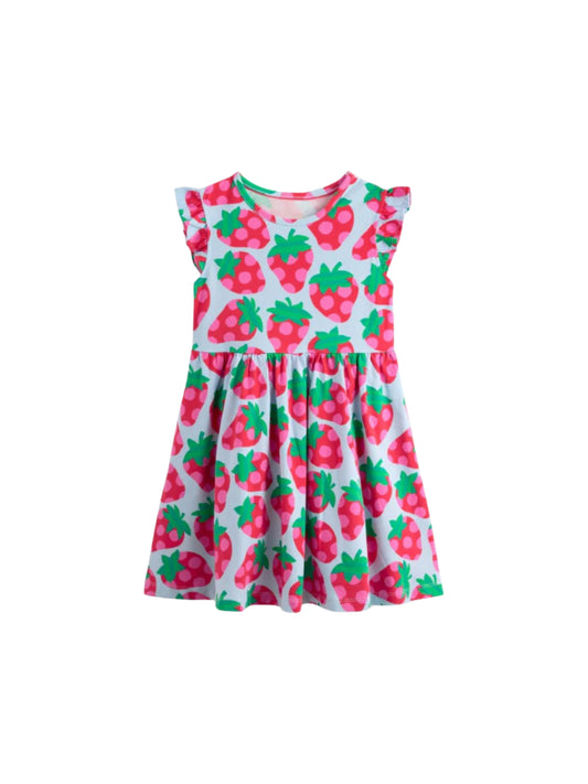 Strawberries Cotton Blend Casual wear Comfortable Dress For Girls
