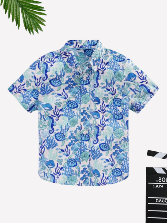 Boys Turtle Printed Cotton Blend Casual wear Comfortable Shirt