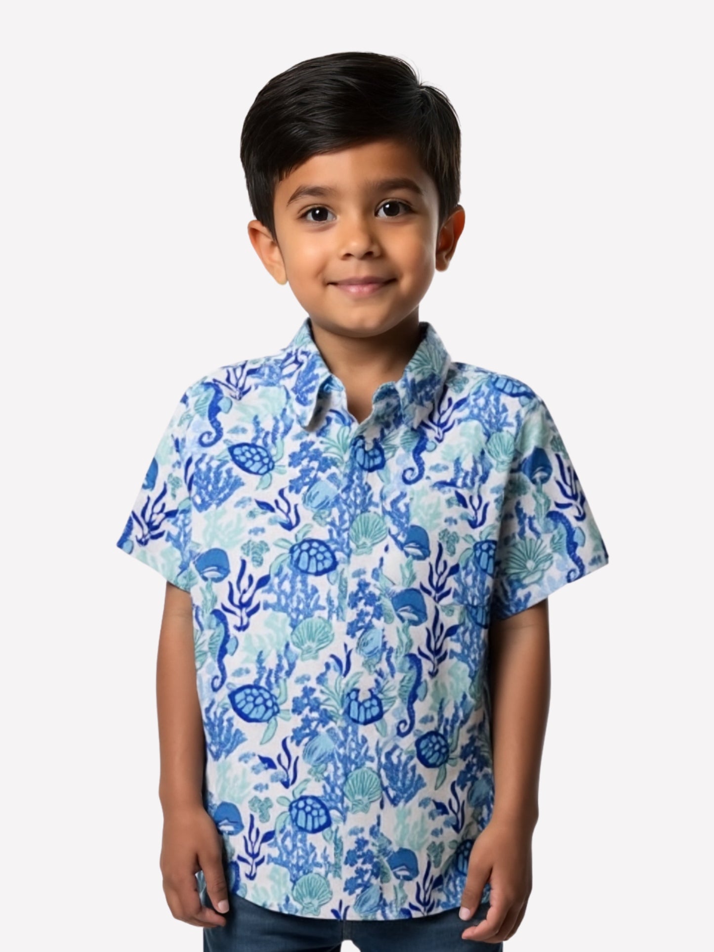 Boys Turtle Printed Cotton Blend Casual wear Comfortable Shirt