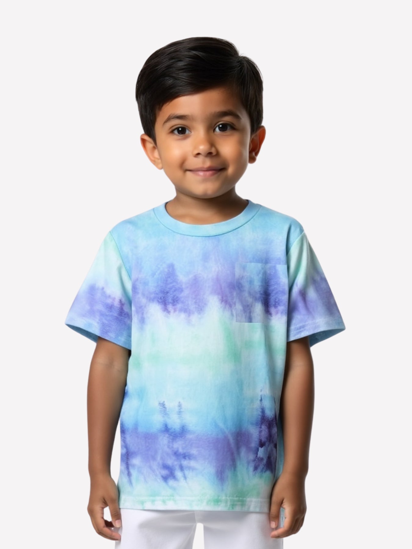 Boys Light Blue Tye & Dye Printed Cotton Blend Casual wear Comfortable T-Shirt