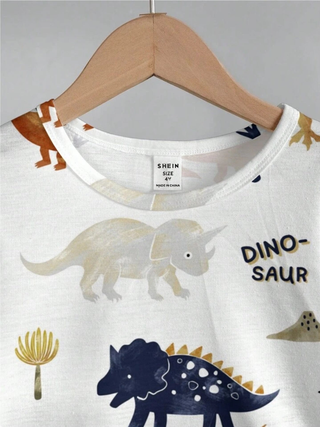 White Dino Printed Clothing Co-ord Set For Boys