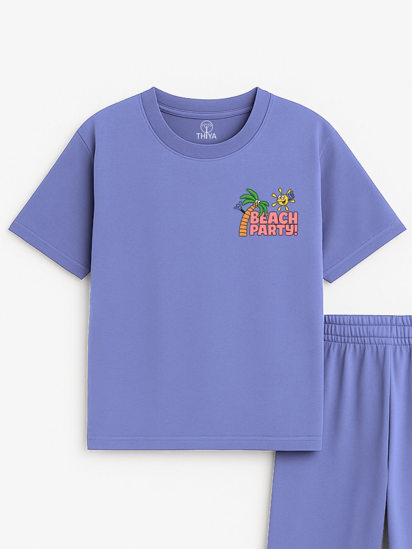 Beach Party Printed Ice Blue Boys Joggers Set