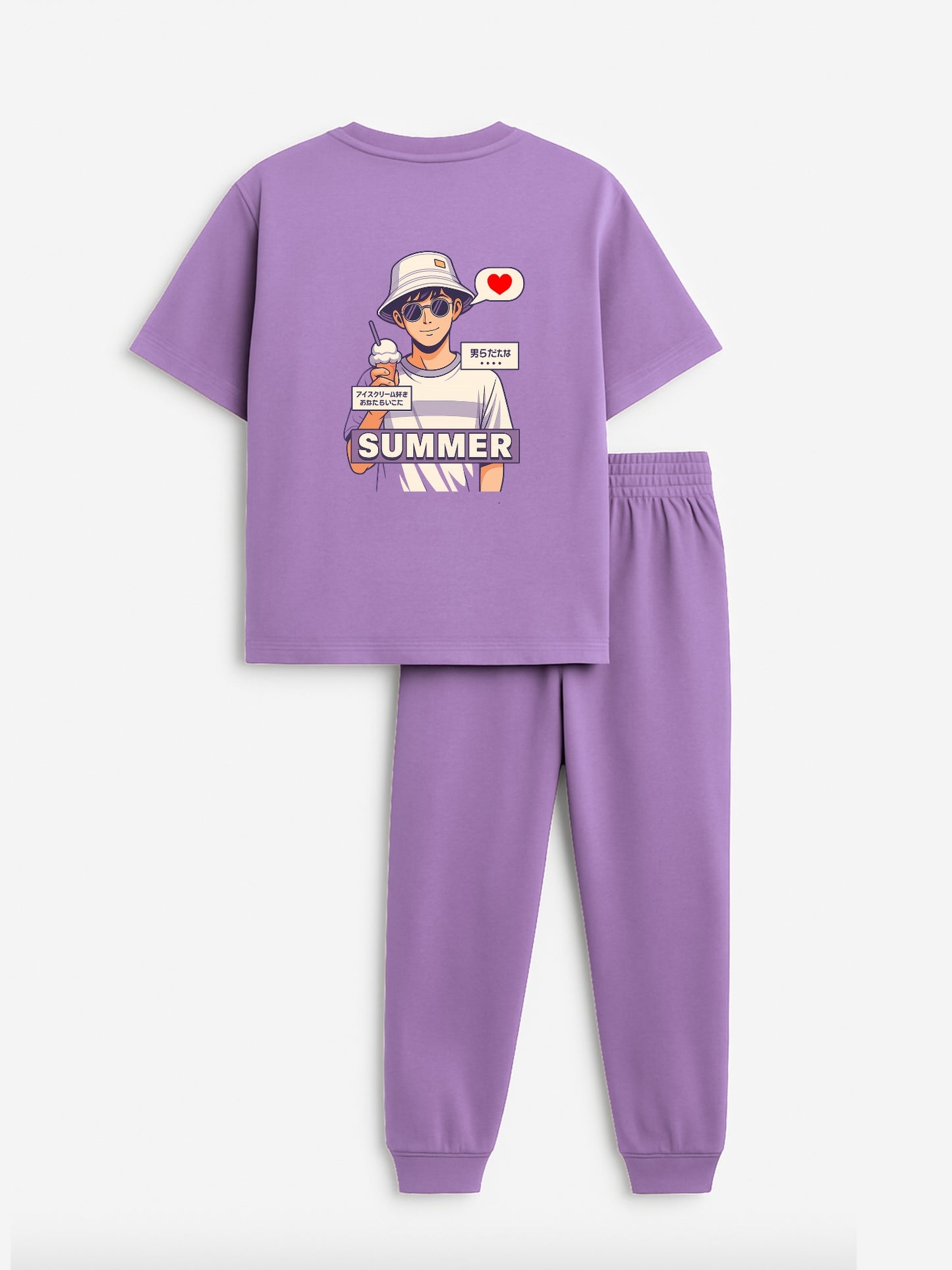 KPOP Printed Lilac Boys Joggers Set