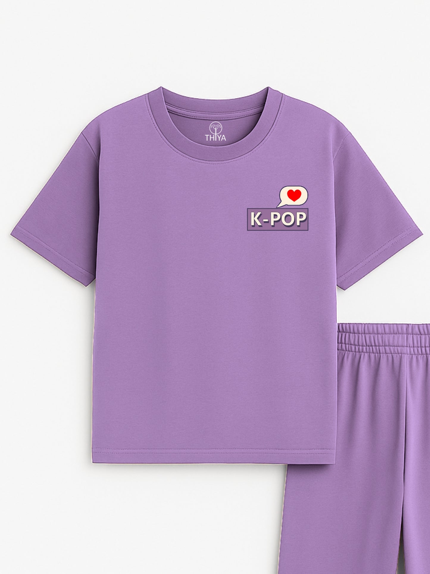 KPOP Printed Lilac Boys Joggers Set