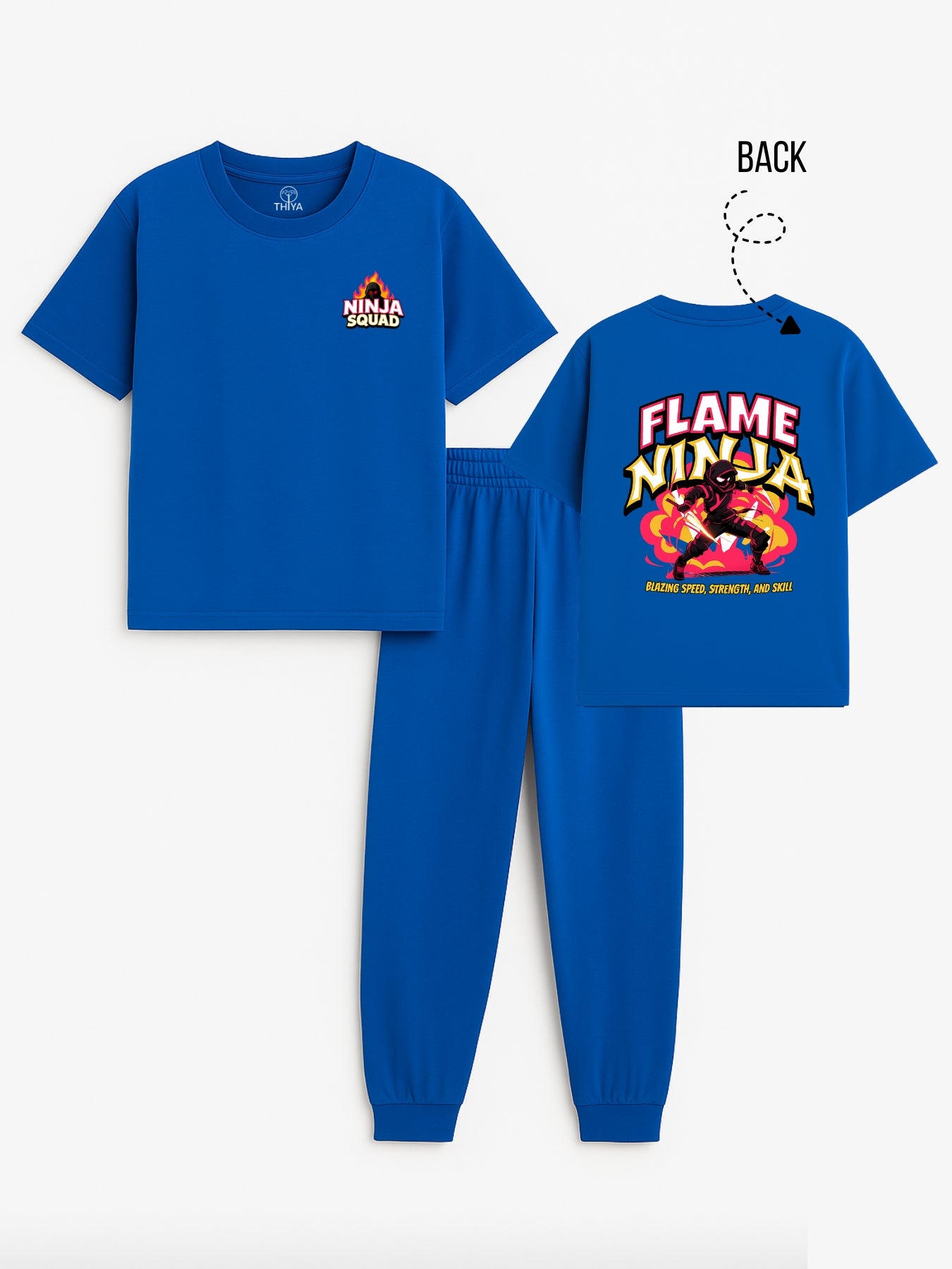 Ninja Printed Blue Boys Joggers Set