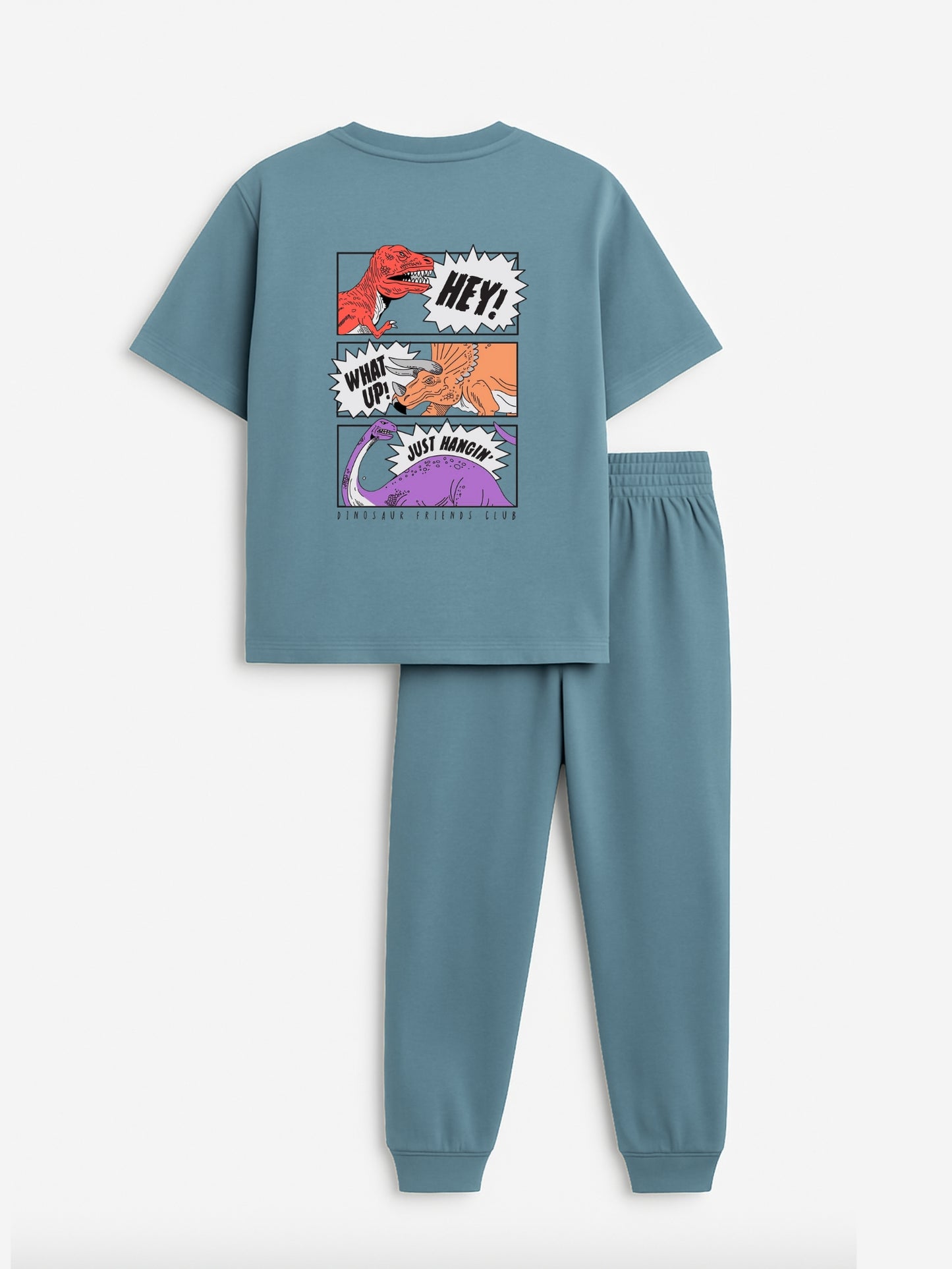 Lets Roar Printed Green Boys Joggers Set